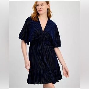 NWT Taylor Women's Velvet Burnout Smocked Fit & Flare Dress